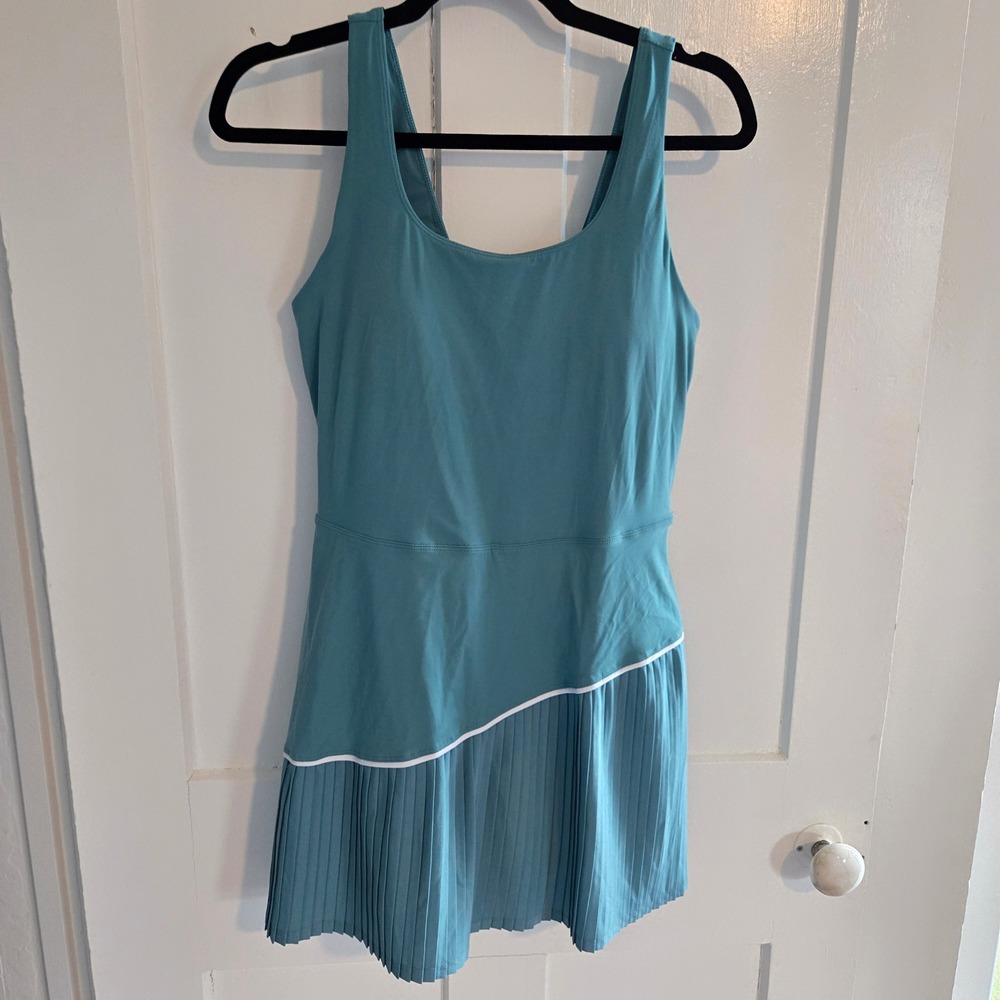 JoyLab Teal Tank Mini Dress with Pleated Skirt